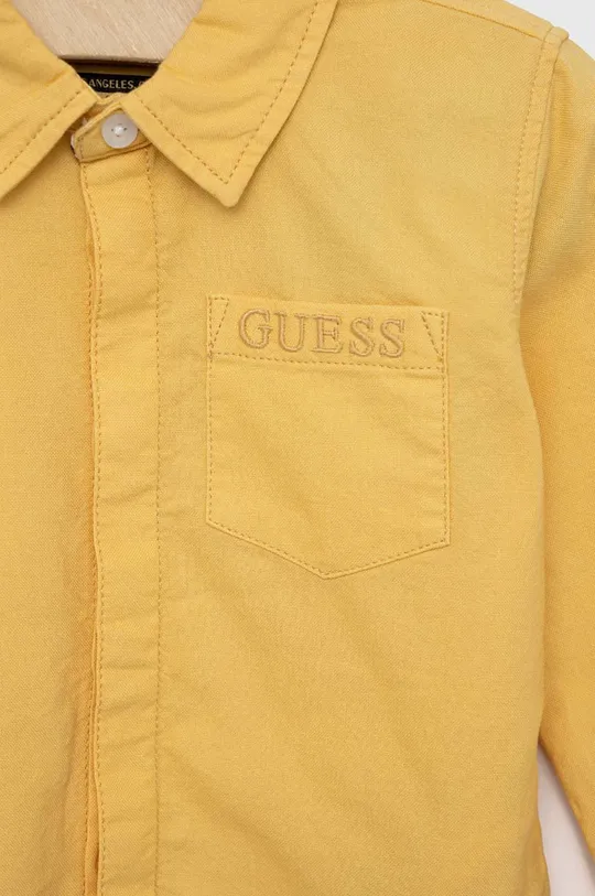 Παιδικό βαμβακερό πουκάμισο Guess κίτρινο