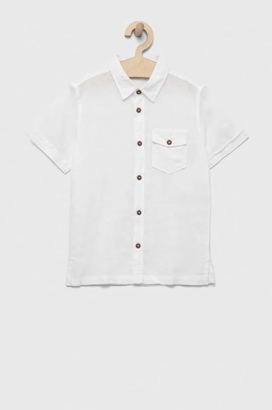 белый Детская льняная рубашка United Colors of Benetton Для мальчиков