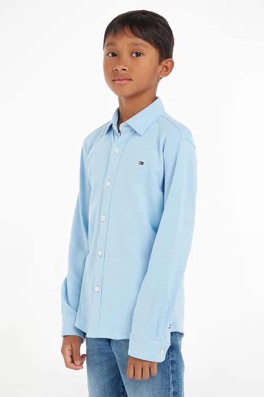 modrá Detská bavlnená košeľa Tommy Hilfiger Chlapčenský
