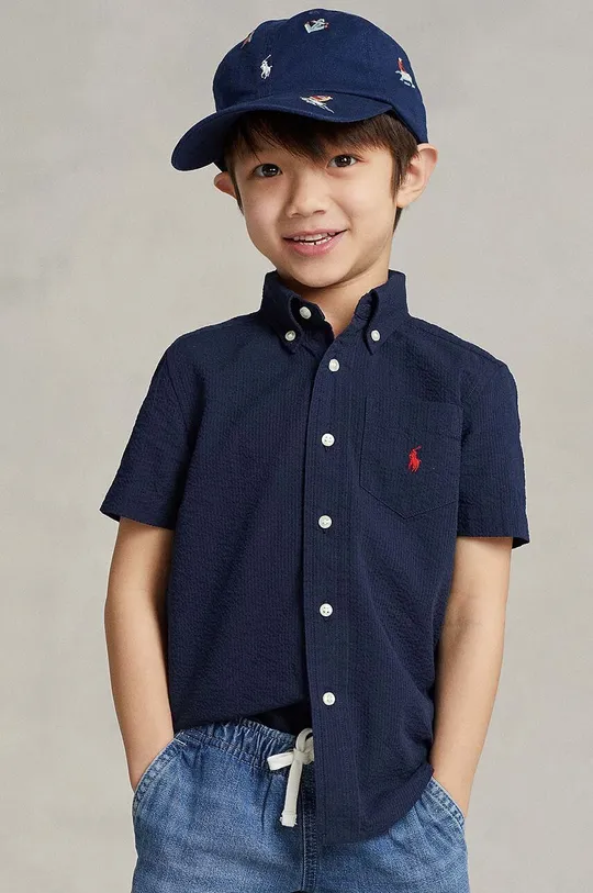granatowy Polo Ralph Lauren koszula bawełniana dziecięca Chłopięcy