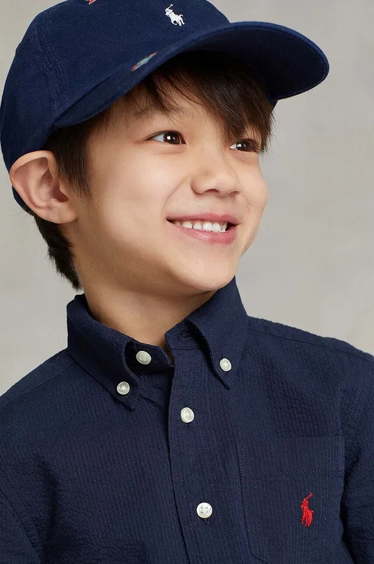 тёмно-синий Детская хлопковая рубашка Polo Ralph Lauren