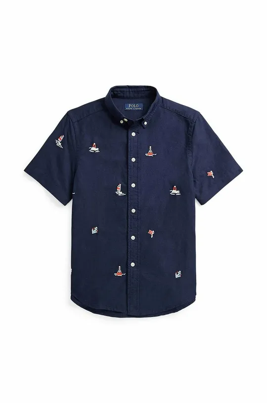 mornarsko modra Otroška bombažna srajca Polo Ralph Lauren Fantovski