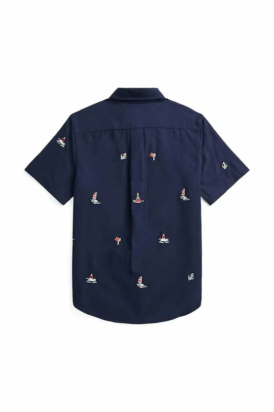 Παιδικό βαμβακερό πουκάμισο Polo Ralph Lauren σκούρο μπλε