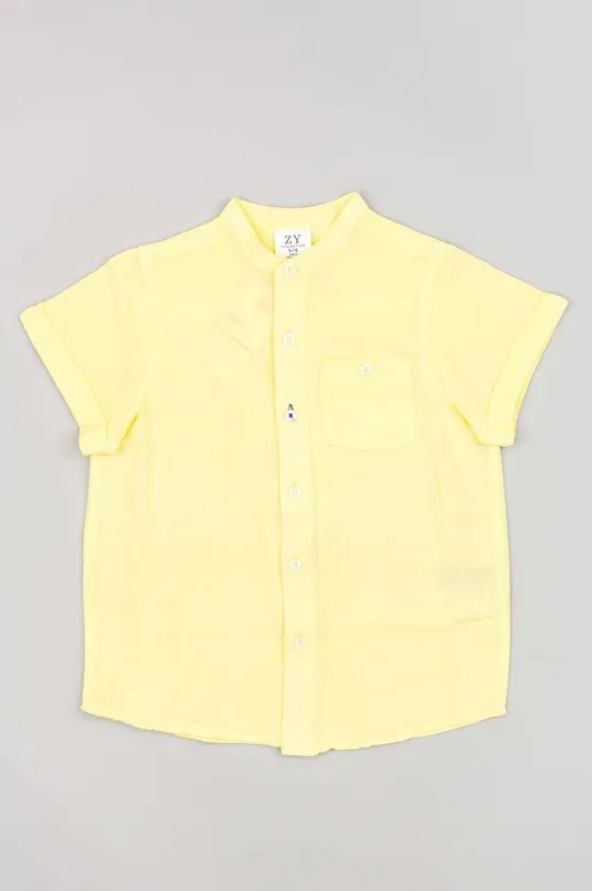 żółty zippy koszula z domieszką lnu dziecięca Chłopięcy