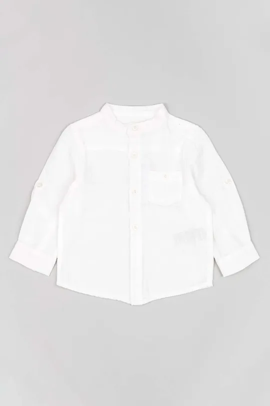 biały zippy koszula z domieszką lnu dziecięca Chłopięcy