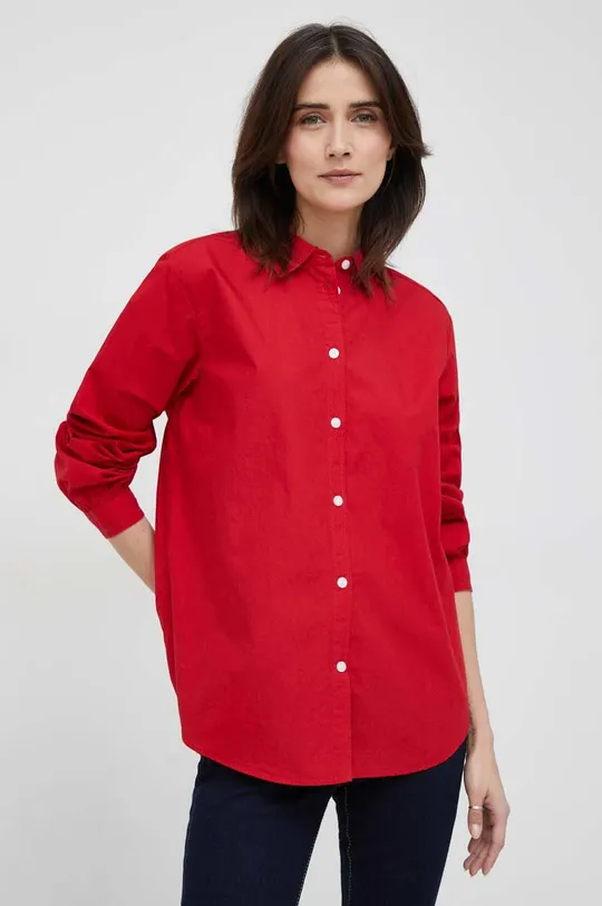 κόκκινο Βαμβακερό πουκάμισο Tommy Hilfiger Γυναικεία