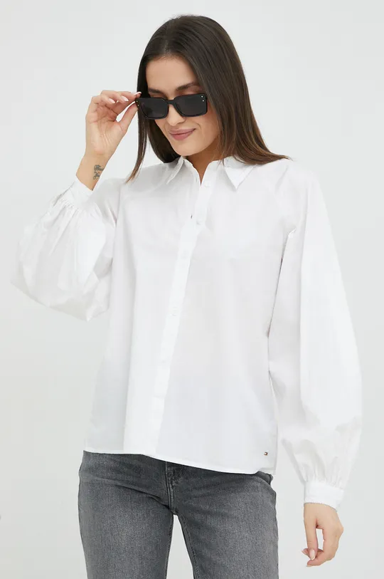 bela Bombažna srajca Tommy Hilfiger Ženski