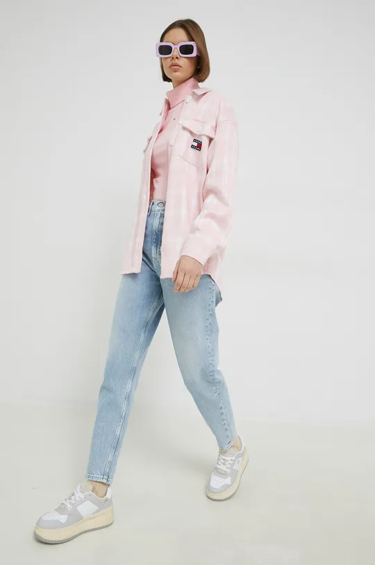 Πουκάμισο Tommy Jeans ροζ