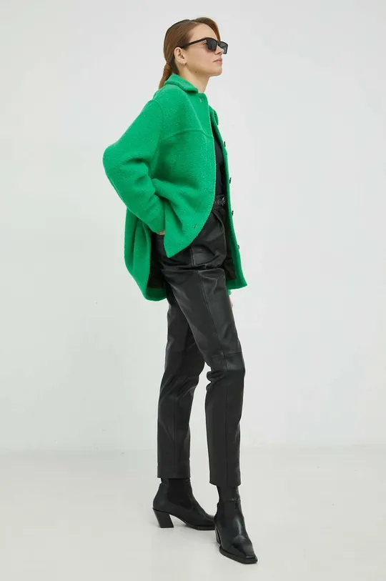 Шерстяная куртка-бомбер Samsoe Samsoe зелёный
