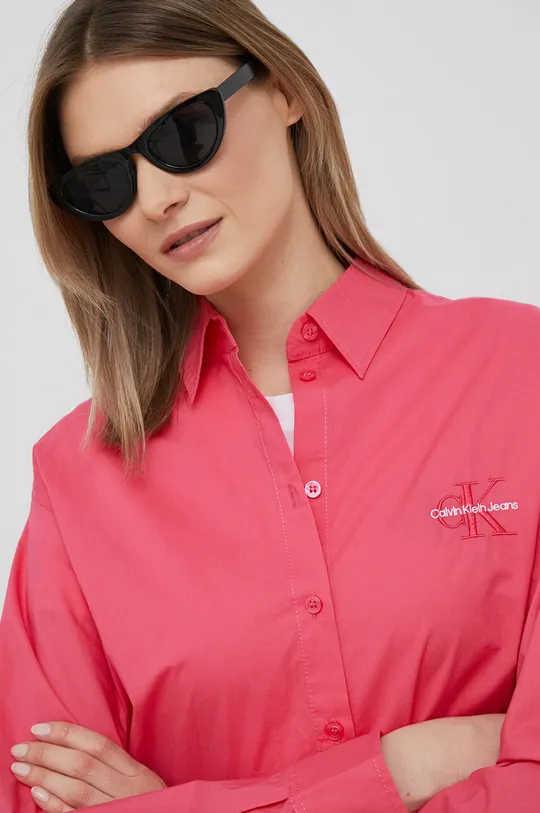 ostrá růžová Bavlněné tričko Calvin Klein Jeans