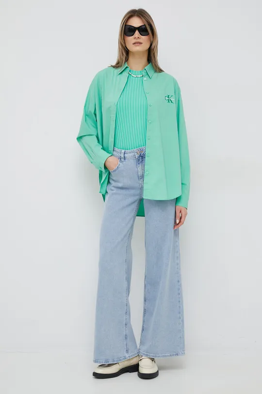 πράσινο Βαμβακερό πουκάμισο Calvin Klein Jeans Γυναικεία