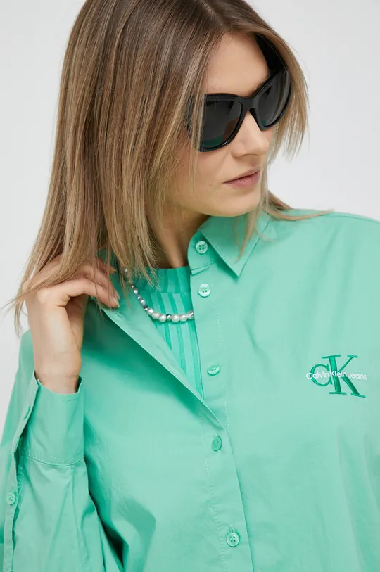 πράσινο Βαμβακερό πουκάμισο Calvin Klein Jeans