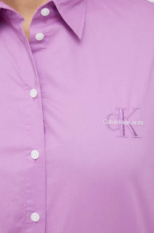 βαμβακερό πουκάμισο Calvin Klein Jeans μωβ