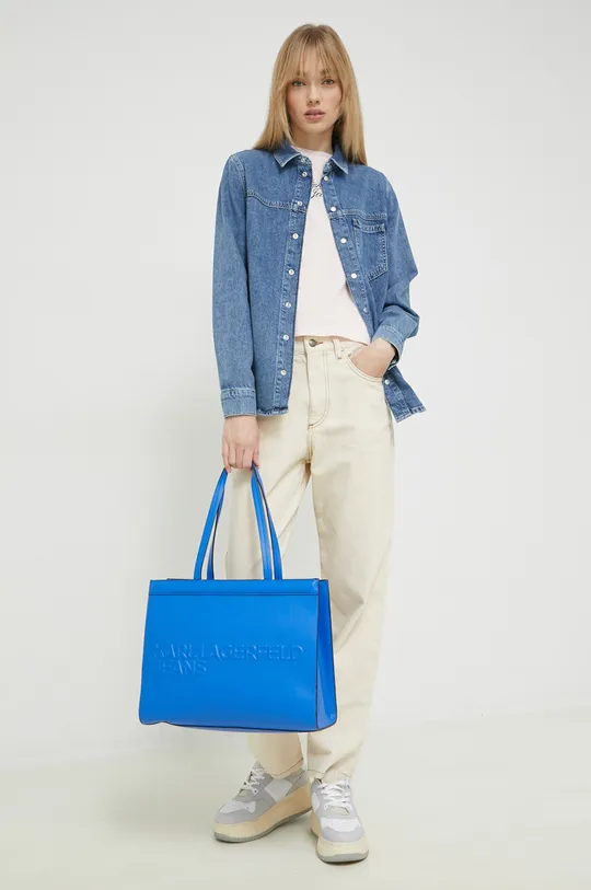 Τζιν πουκάμισο Karl Lagerfeld Jeans μπλε