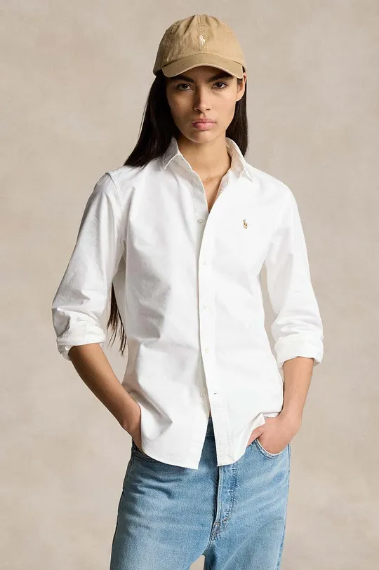 bela Bombažna srajca Polo Ralph Lauren Ženski