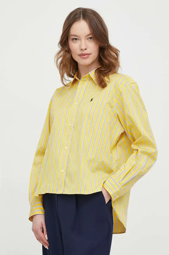 rumena Bombažna srajca Polo Ralph Lauren Ženski