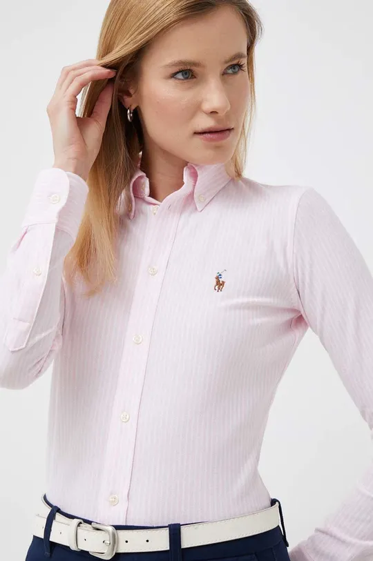 roza Bombažna srajca Polo Ralph Lauren Ženski