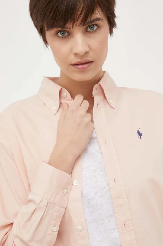 ροζ Βαμβακερό πουκάμισο Polo Ralph Lauren Γυναικεία