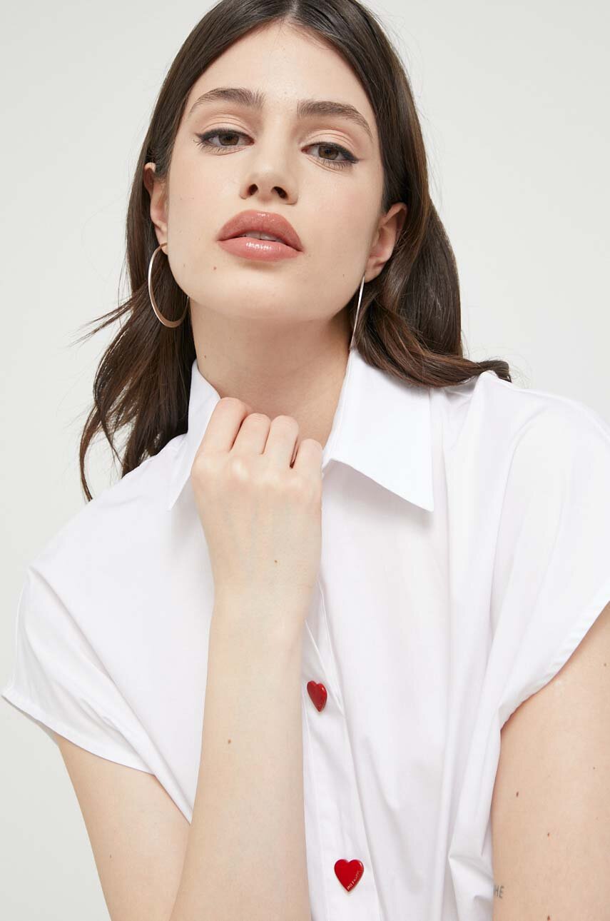 Love Moschino koszula damska kolor biały regular z kołnierzykiem