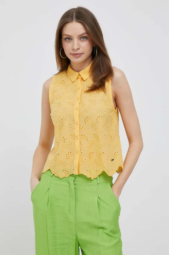 κίτρινο Βαμβακερό πουκάμισο Pepe Jeans Eris Γυναικεία