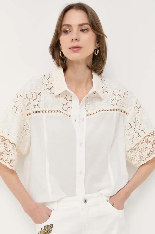 λευκό Βαμβακερό πουκάμισο Twinset Γυναικεία