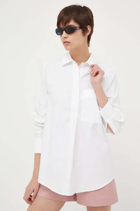 λευκό Βαμβακερό πουκάμισο United Colors of Benetton Γυναικεία