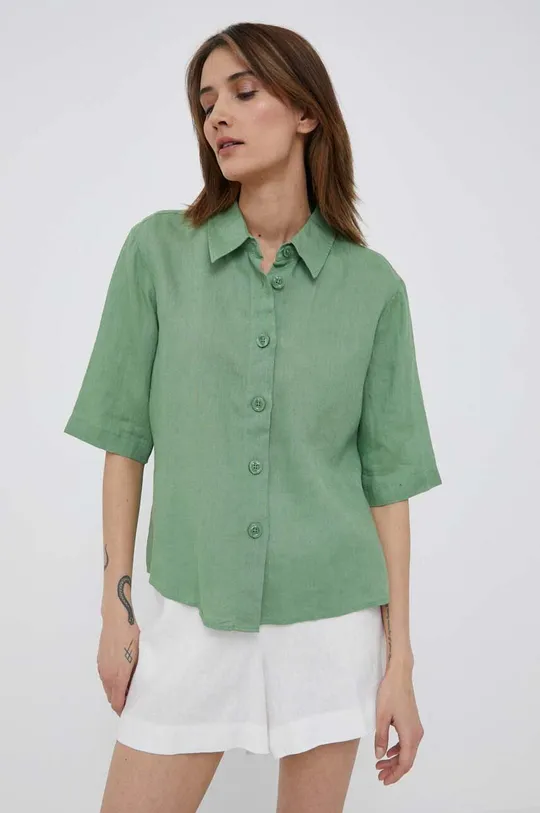 πράσινο Πουκάμισο από λινό United Colors of Benetton Γυναικεία
