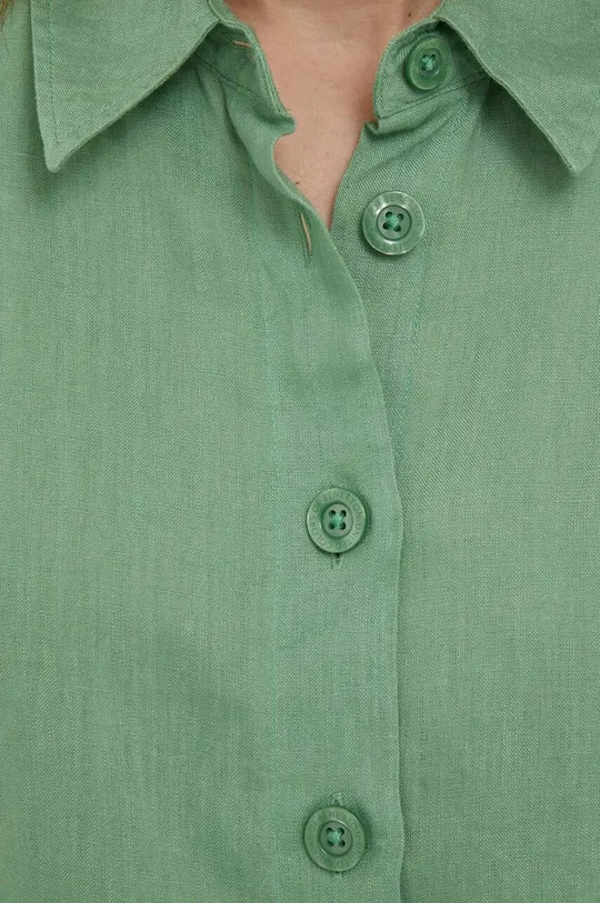 Πουκάμισο από λινό United Colors of Benetton πράσινο