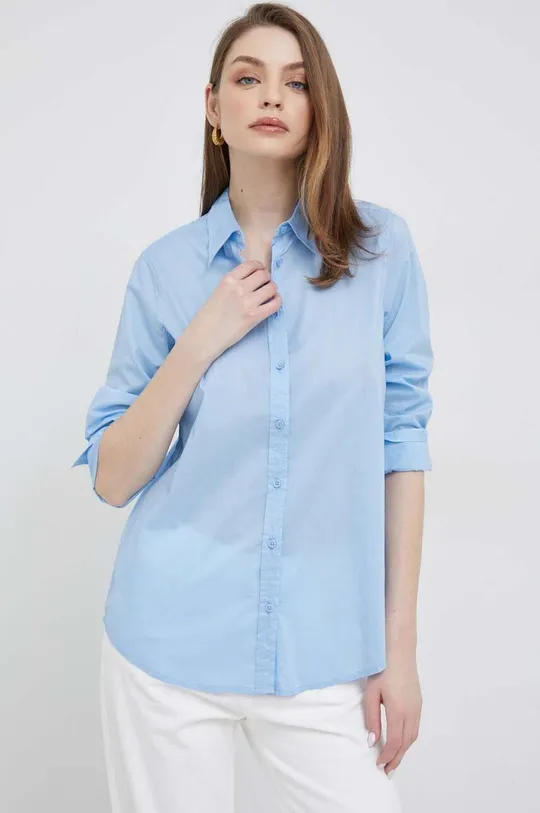 μπλε Βαμβακερό πουκάμισο United Colors of Benetton Γυναικεία