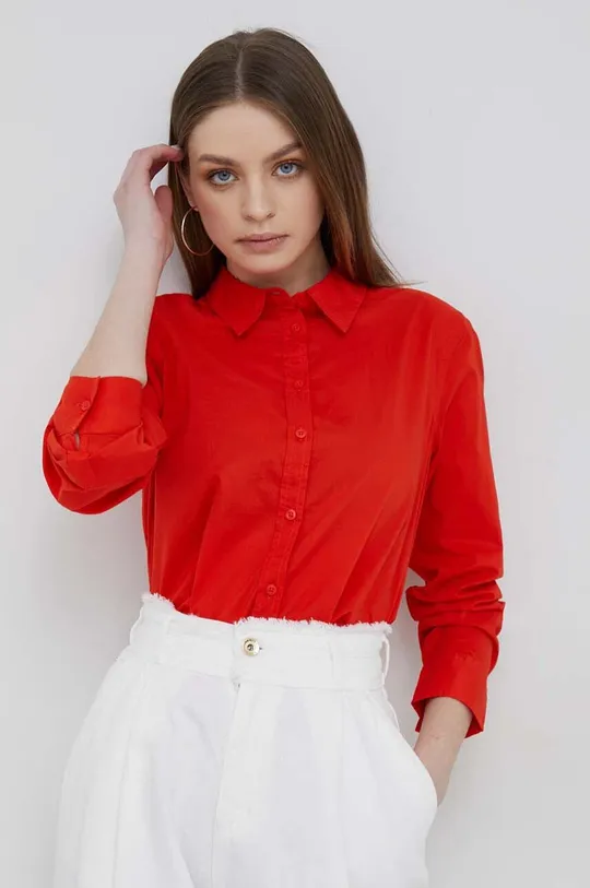 κόκκινο Βαμβακερό πουκάμισο United Colors of Benetton Γυναικεία