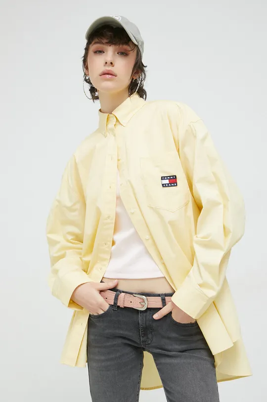 žltá Bavlnená košeľa Tommy Jeans