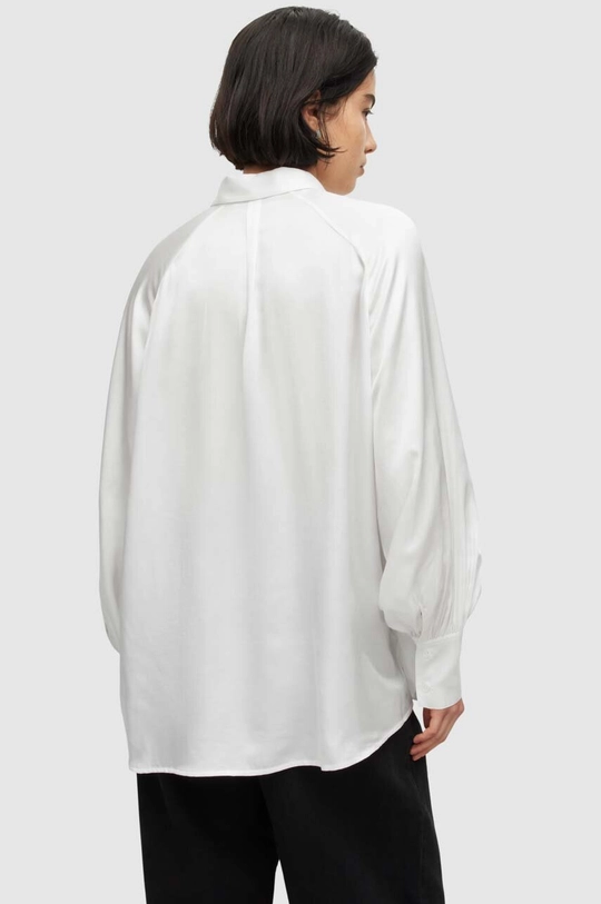 biały AllSaints koszula z domieszką jedwabiu OANA SILK SHIRT