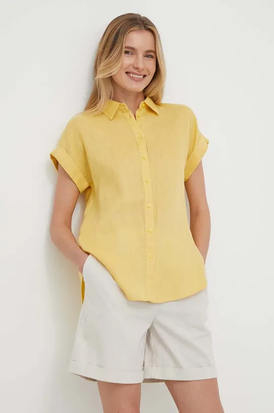 rumena Lanena srajca Lauren Ralph Lauren Ženski