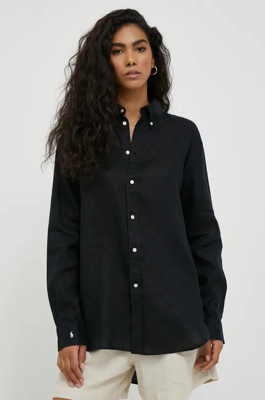 czarny Polo Ralph Lauren koszula lniana Damski