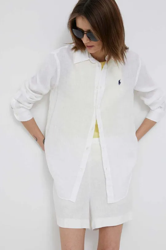 bela Lanena srajca Polo Ralph Lauren Ženski