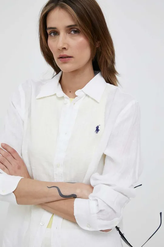 bijela Lanena košulja Polo Ralph Lauren