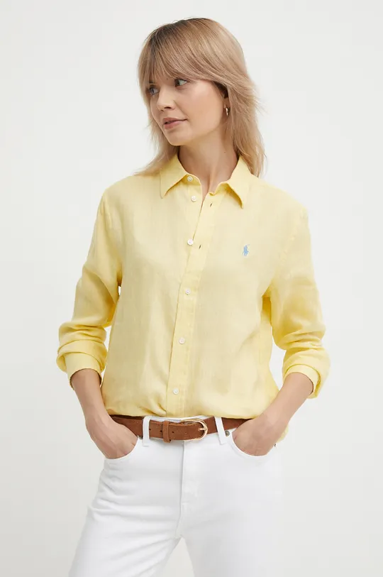 rumena Lanena srajca Polo Ralph Lauren Ženski