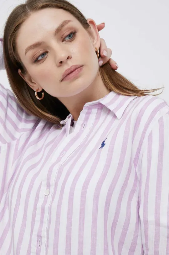 ljubičasta Lanena košulja Polo Ralph Lauren Ženski