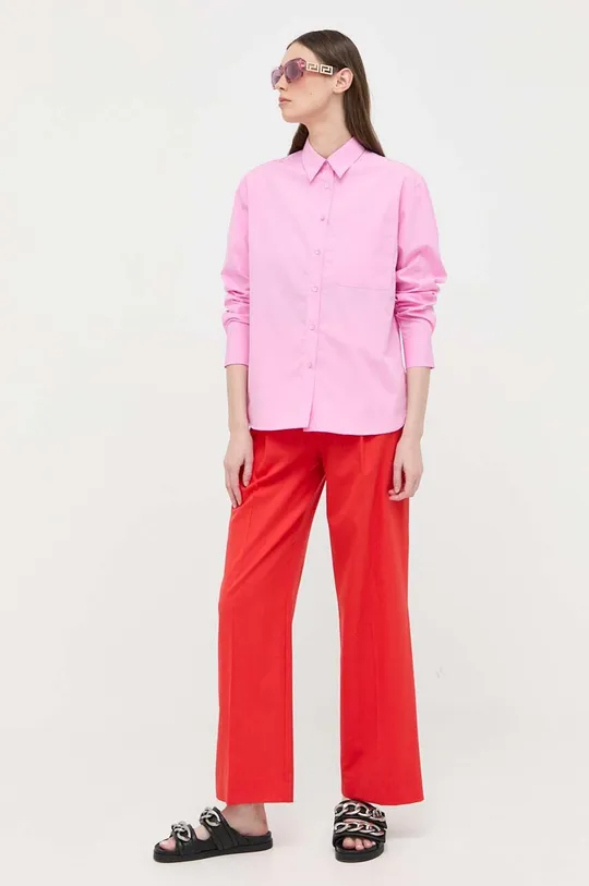 Βαμβακερό πουκάμισο MAX&Co. ροζ