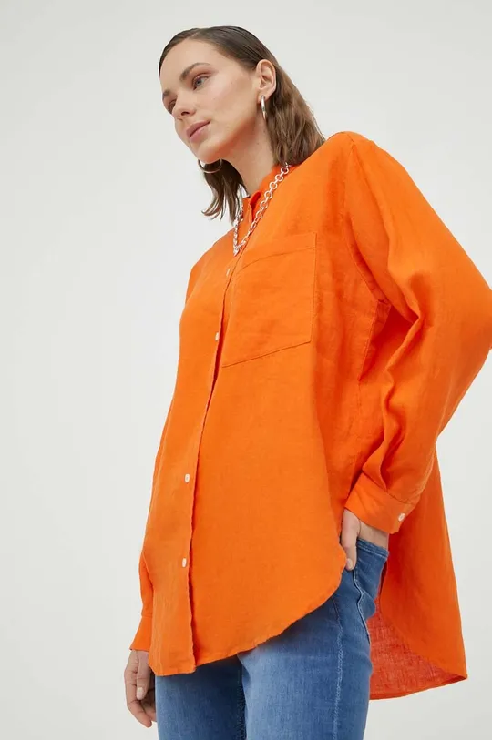 oranžna Lanena srajca Marc O'Polo Ženski