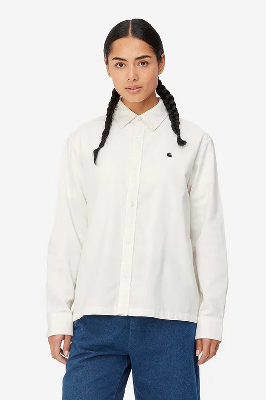 alb Carhartt WIP cămașă din bumbac Mads Fine Cord Shirt De femei