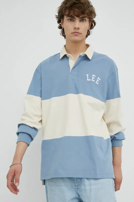 μπλε Βαμβακερή μπλούζα με μακριά μανίκια Lee