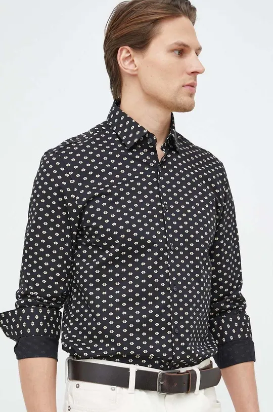 μαύρο Βαμβακερό πουκάμισο Calvin Klein Ανδρικά