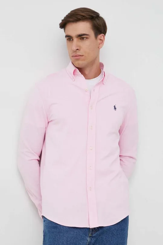 roza Pamučna košulja Polo Ralph Lauren Muški