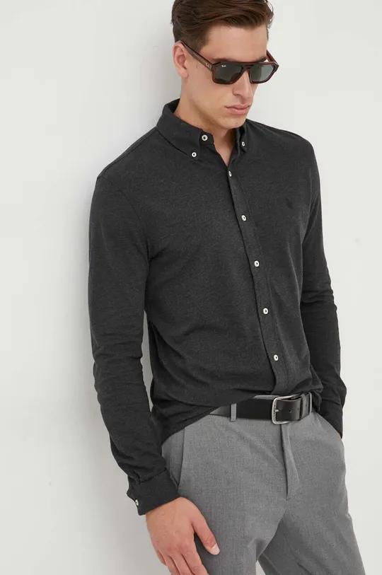 γκρί Βαμβακερό πουκάμισο Polo Ralph Lauren Ανδρικά