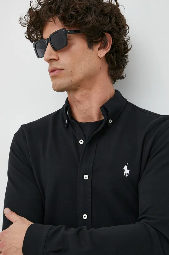 čierna Bavlnená košeľa Polo Ralph Lauren