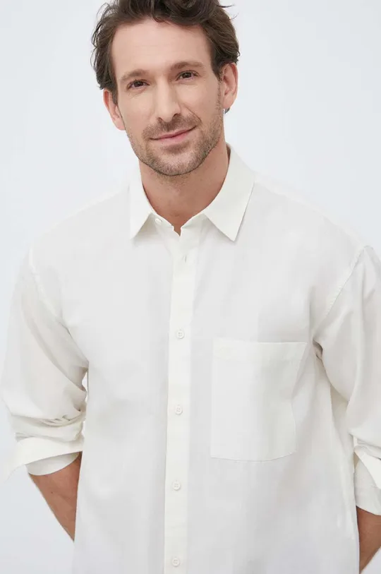 beżowy Calvin Klein koszula z domieszką lnu Męski