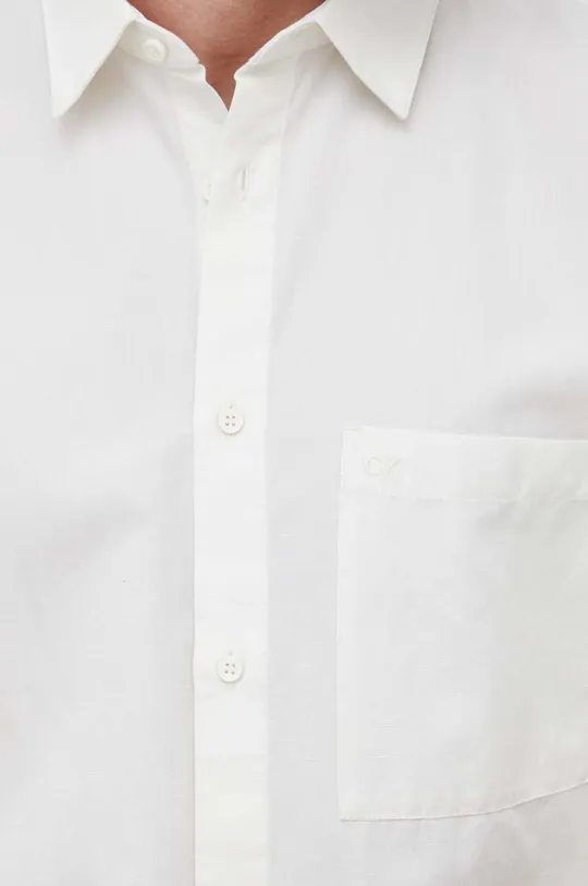 Košeľa s prímesou ľanu Calvin Klein béžová