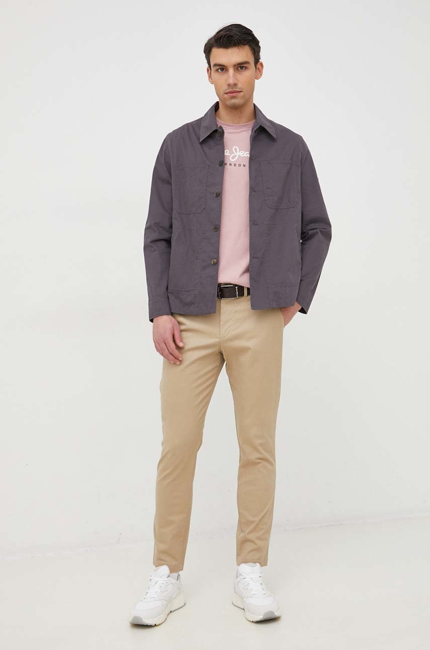 Pepe Jeans camasa din bumbac Louis gri