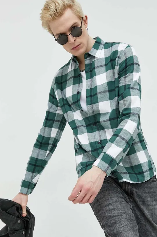 πράσινο Βαμβακερό πουκάμισο Hollister Co. Ανδρικά